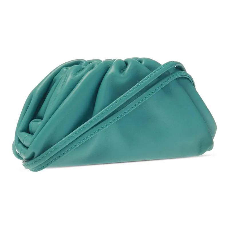 Bottega Veneta POUCH Cloud Bag Calfskin Coin Purse, Clutch Handbag Women's Aqua Green-1