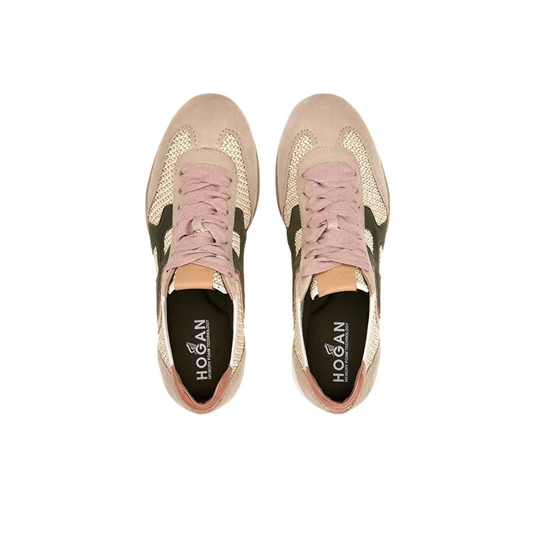 HOGAN Olympia Cushioning Low-Top Sports Casual Shoes Women's Beige Pink-2