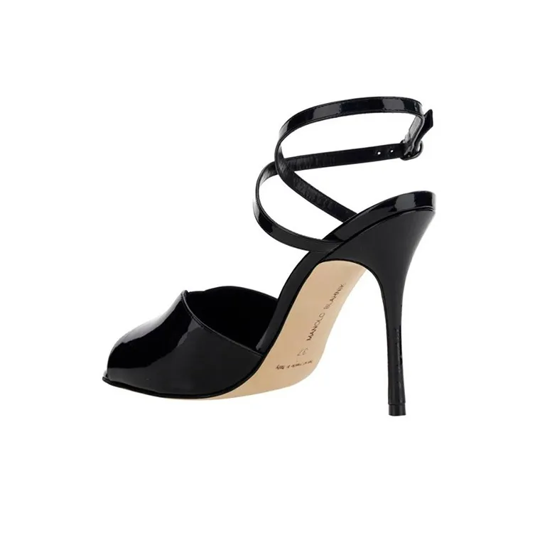 MANOLO BLAHNIK One Strap Sandals Women's Black-3