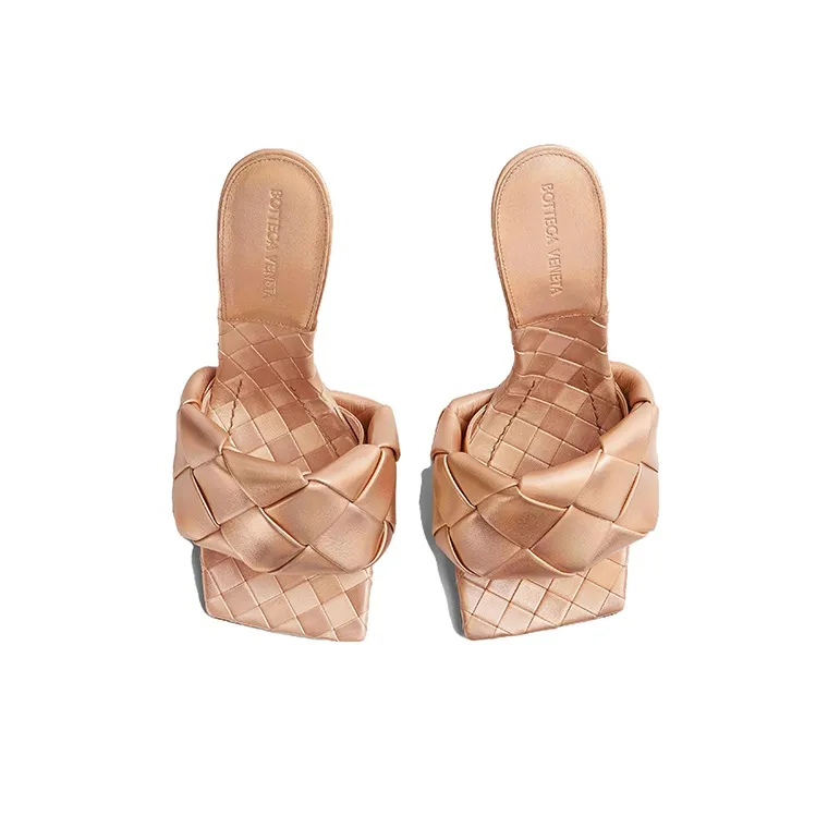 Bottega Veneta Lido Slide Slippers Women's Gold-2