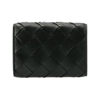 Bottega Veneta Lambskin Patch Calfskin Wallet Mini Women's Black