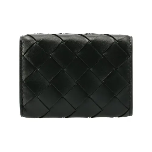 Bottega Veneta Lambskin Patch Calfskin Wallet Mini Women's Black