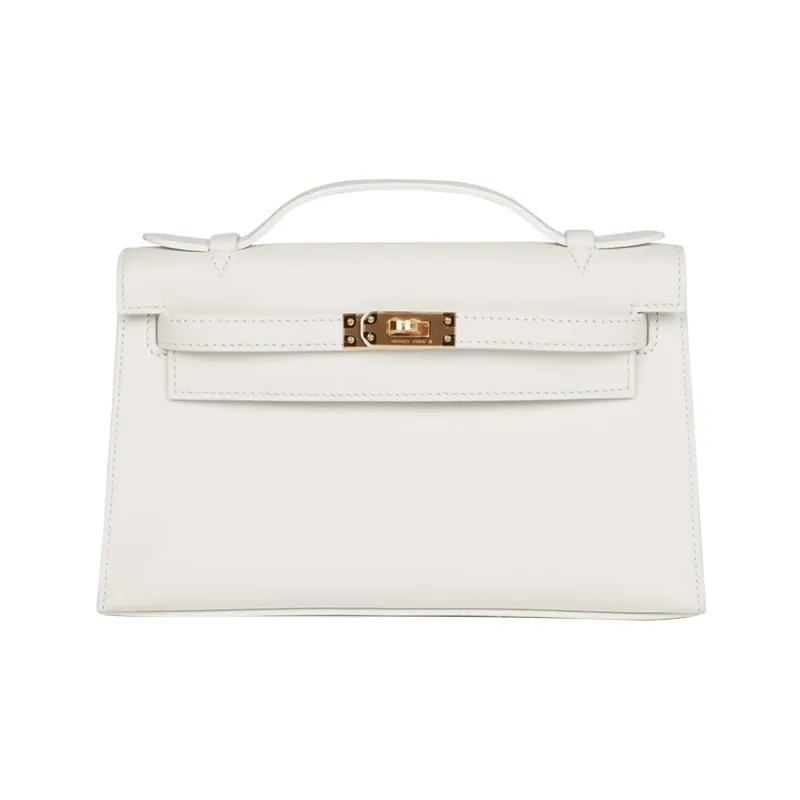 HERMES Mini Kelly Generation 1 Swift Leather Kelly Bag Handbags Regular Women's 01 Blanc Pure White-0