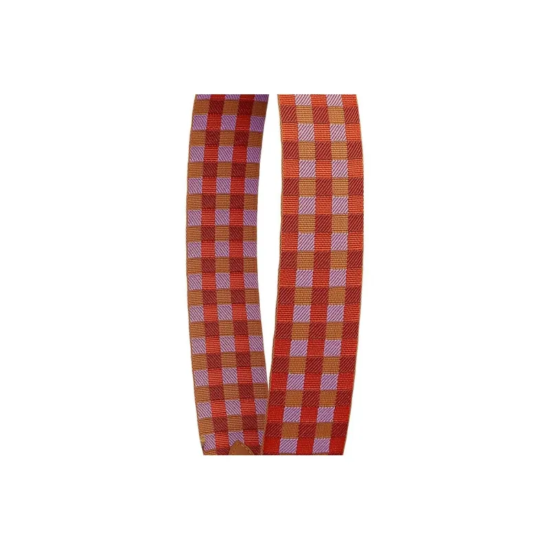 HERMES Maxi Quadrille Canvas With Swift Calfskin Bag Straps Women's Orange Red/Maroon/Imperial Red/Gold-3