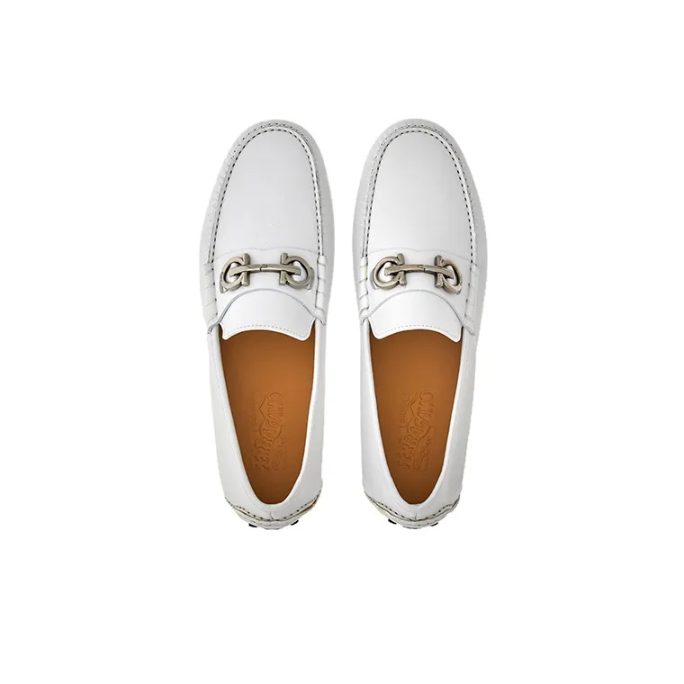 FERRAGAMO Gancini Loafers Men's White-2
