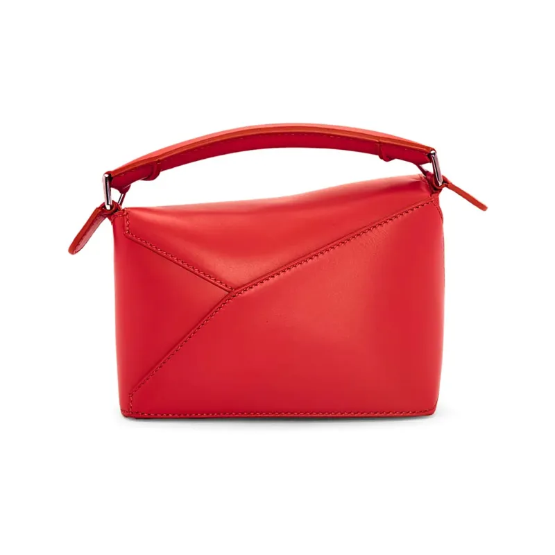 LOEWE Satin Cow Leather Shoulder Bag Crossbody Bag Handbag Mini Women's Red-4