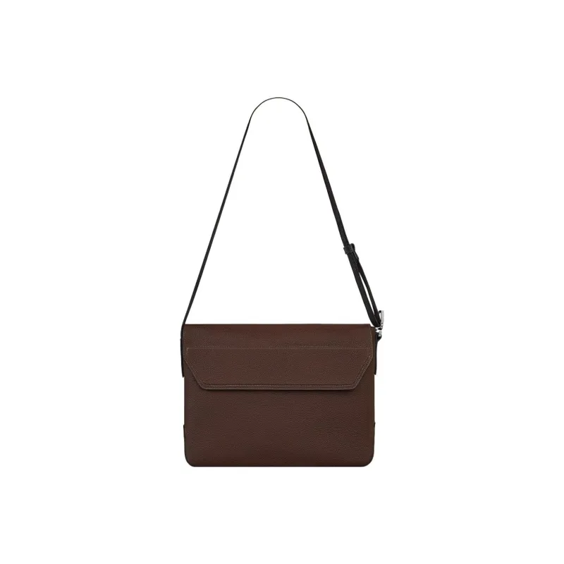 HERMES Citynews Togo With Sombrero II Calfskin Courier Bag Crossbody Bag Shoulder Bag Men's Chocolate/Black-0
