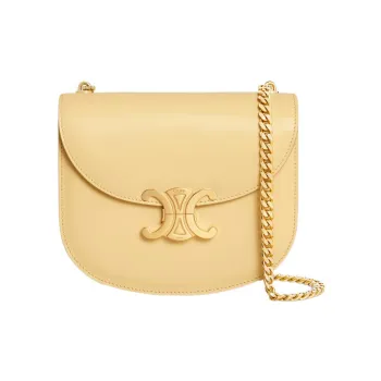 CELINE Triomphe Cow Leather Crossbody Bag Shoulder Bag Women's Yellow