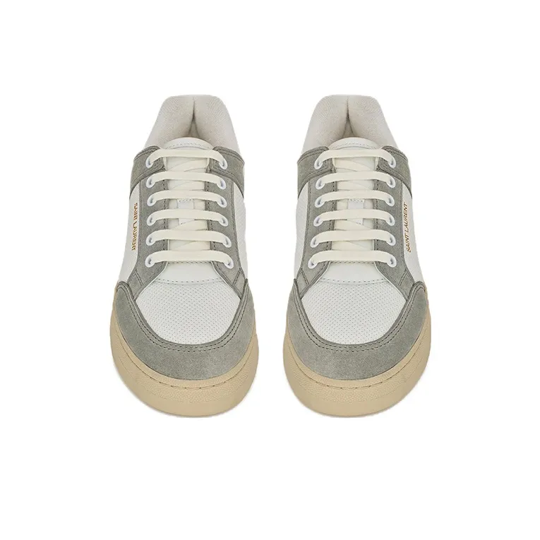 SAINT LAURENT SL/61 Low Top Stylish Skateboarding Shoes Women's Gray White-3