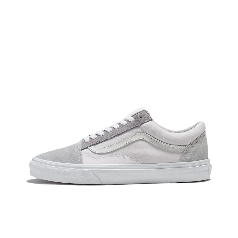 Vans Old Skool Color Block Anti-Slip Wear-Resistant Low-Top Skateboard Shoes Unisex White Gray-0