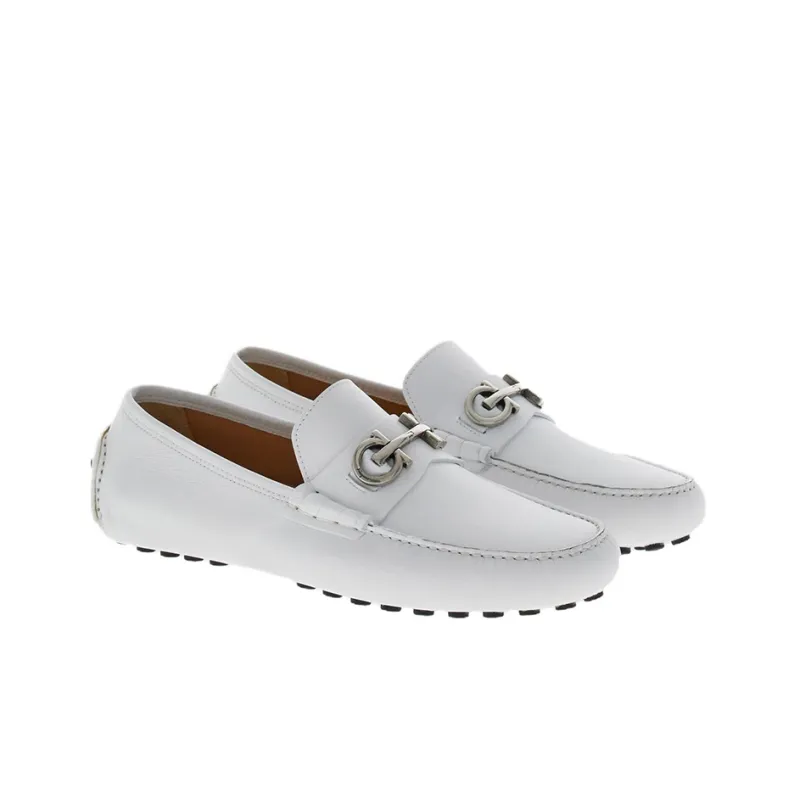 FERRAGAMO Gancini Loafers Men's White-1