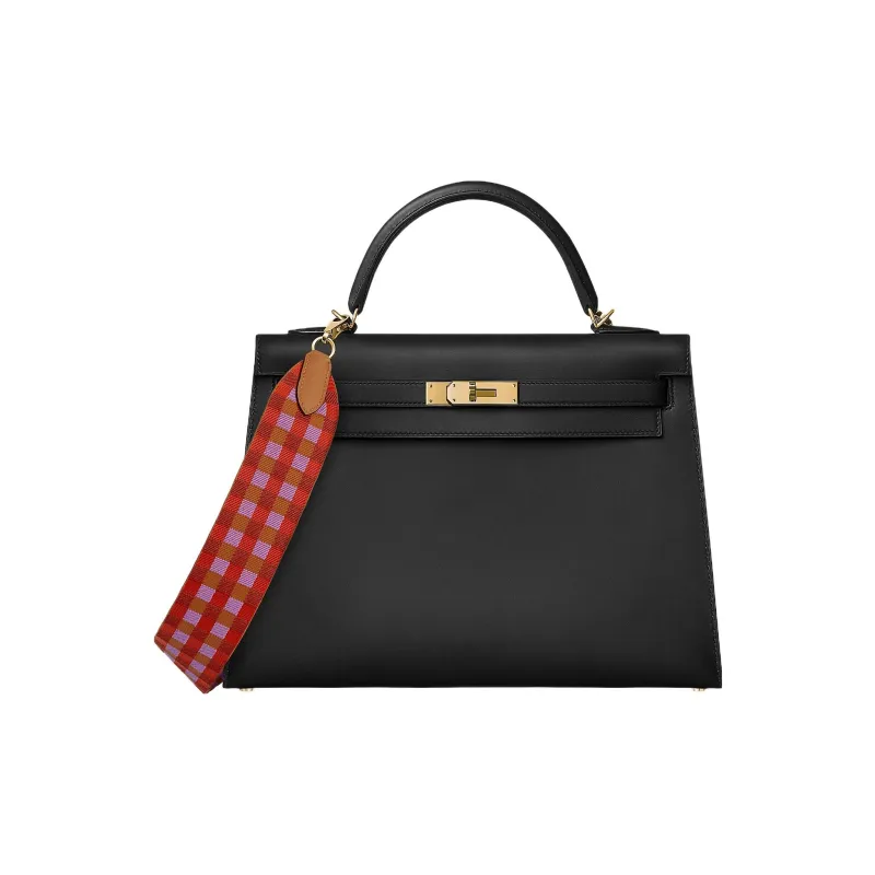 HERMES Maxi Quadrille Canvas With Swift Calfskin Bag Straps Women's Orange Red/Maroon/Imperial Red/Gold-2