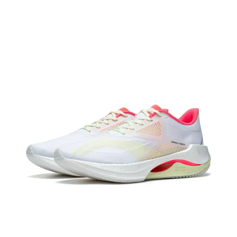 LiNing Super Light 20 Anti Slip And Wear Resistant Breathable Low Top Casual Running Shoes Women's White Cyan Red-2