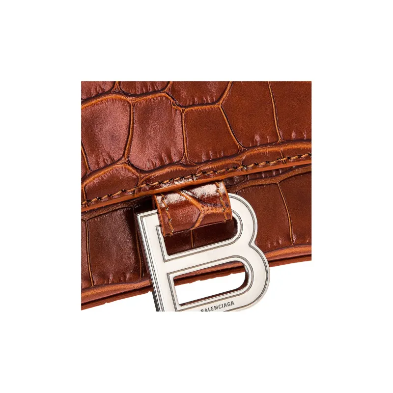 Balenciaga Hourglass Leather Hourglass Bag Shoulder Bag Crossbody Bag Handbag Medium Size Women's Dark Brown-5
