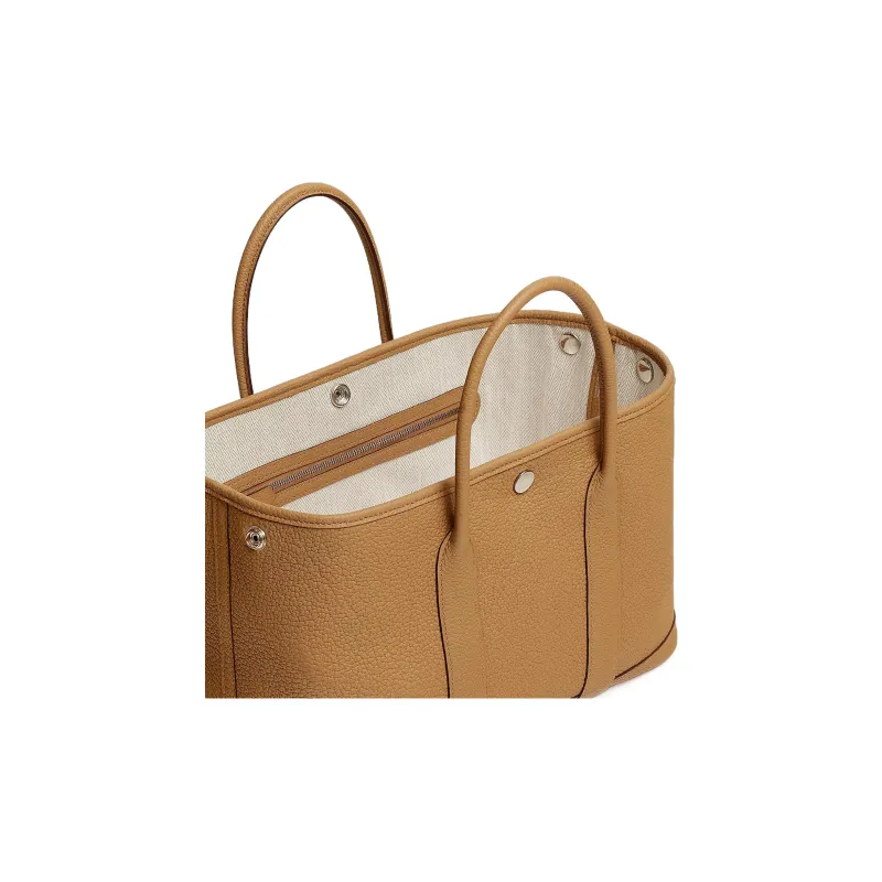 HERMES Garden Party Negonda Calfskin Garden Handbag Unisex 4B Biscuit Cookie-5
