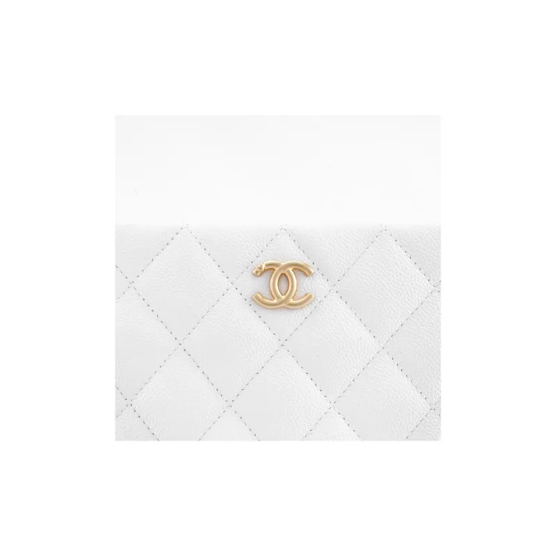 CHANEL 23P SS Cow Leather Grain Embossed Hobo Bag, Small Square Bag, Shoulder Bag, Crossbody Bag Trumpets Unisex White-3