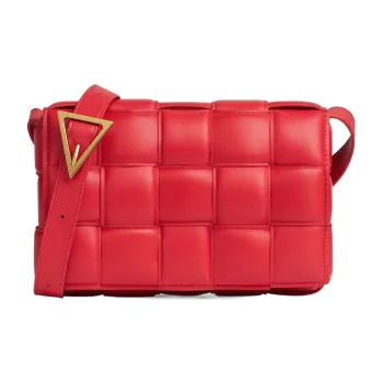 Bottega Veneta Padded Intreccio Cassette Crossbody Red
