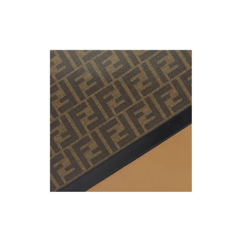 FENDI Cow Leather Clutch Men's Beige/Black-3