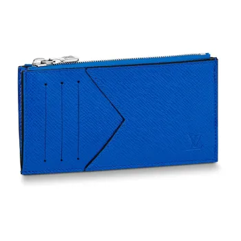 LOUIS VUITTON COIN Taïga Cow Leather Card Holder Men's Blue