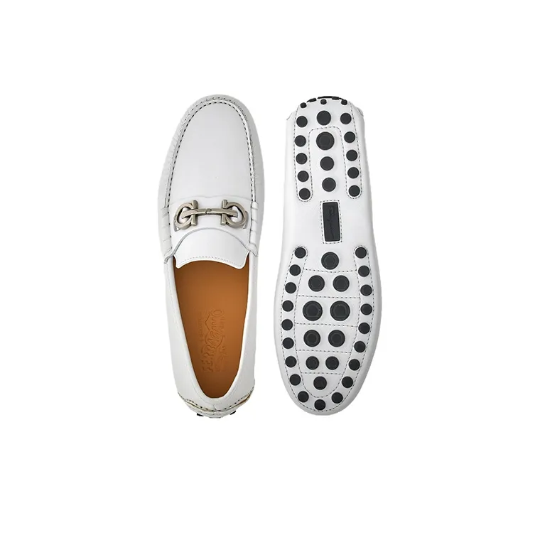 FERRAGAMO Gancini Loafers Men's White-4