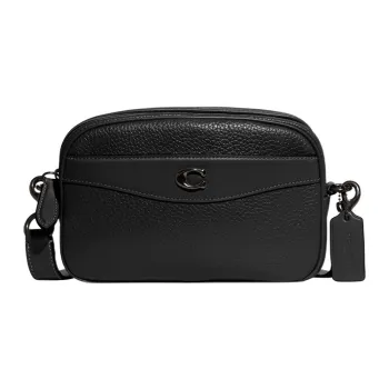 COACH Camera Leather With Suede Camera Bag, Shoulder Bag, Crossbody Bag Medium Size Women's Black