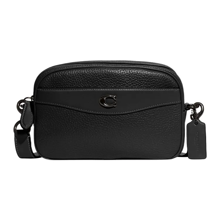 COACH Camera Leather With Suede Camera Bag, Shoulder Bag, Crossbody Bag Medium Size Women's Black-0
