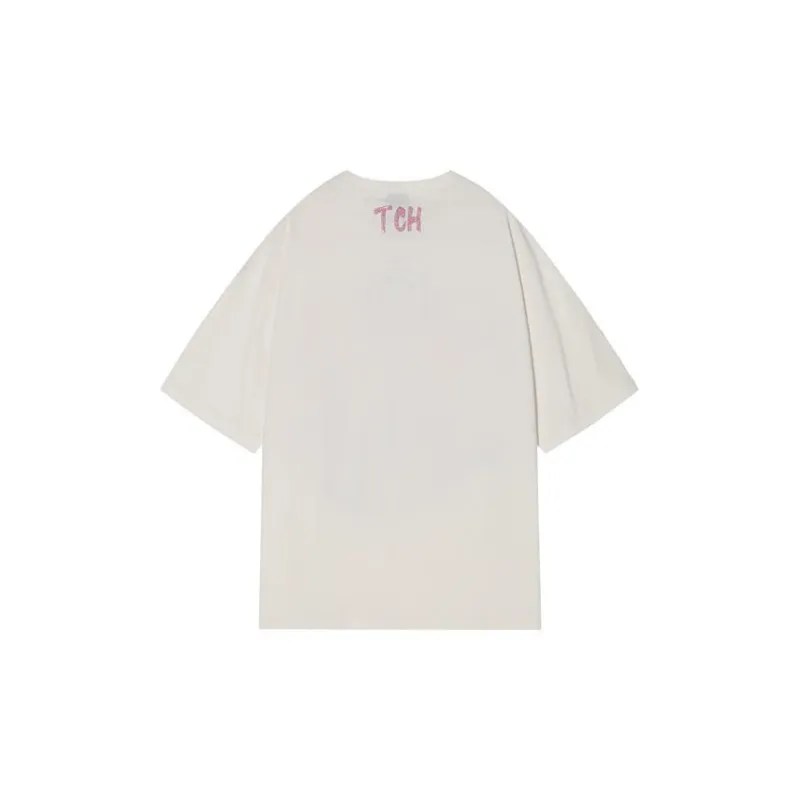 TCH T Shirts Unisex White With Red Logo-1