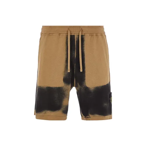 STONE ISLAND Hand Sprayed Casual Shorts Men Bark Color