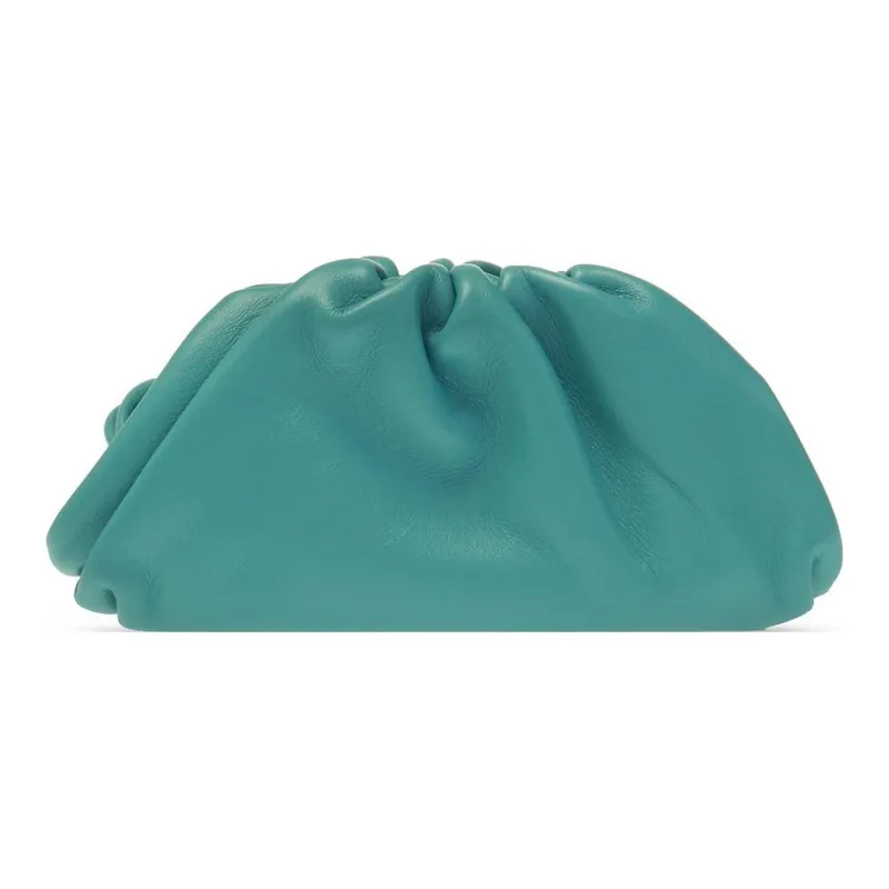 Bottega Veneta POUCH Cloud Bag Calfskin Coin Purse, Clutch Handbag Women's Aqua Green-2
