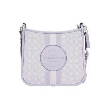 COACH Dempsey Jacquard Fabric With Cow Leather Shoulder Bag, Crossbody Bag Medium Size Women's Lilac Purple