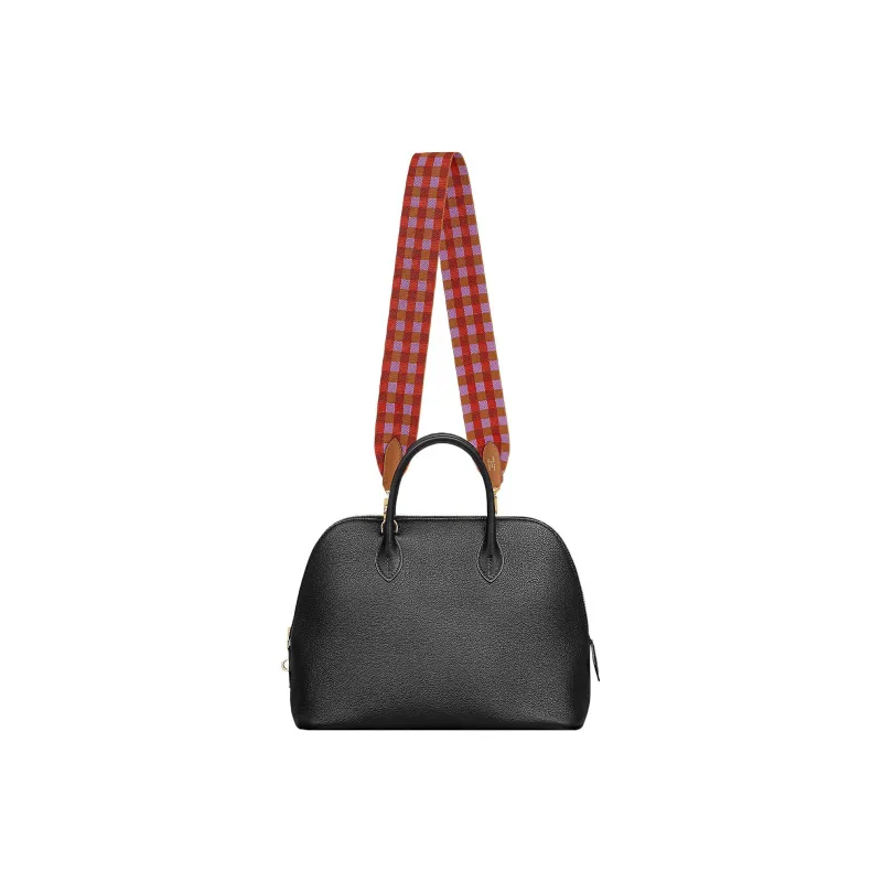 HERMES Maxi Quadrille Canvas With Swift Calfskin Bag Straps Women's Orange Red/Maroon/Imperial Red/Gold-1