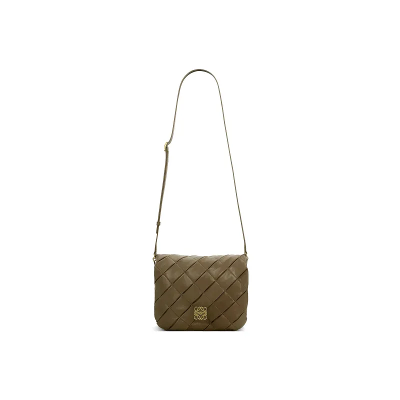 LOEWE Goya Nappa Sheep Leather Shoulder Bag Crossbody Bag Women's Dark Khaki Green-3