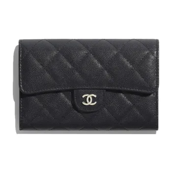 CHANEL Classic Flap CF Caviar Calfskin Coin Purse Wallet Women's Black