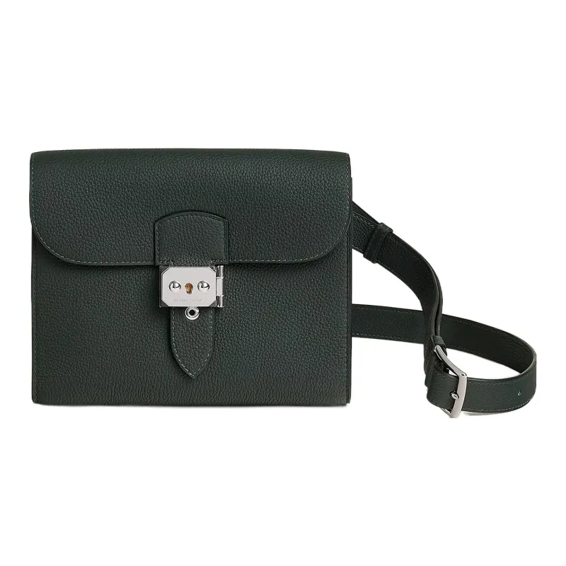 HERMES Sac A Depeches Togo Calfskin Courier Bag Crossbody Bag Men's 67 Vert Fonce Dark Green-0