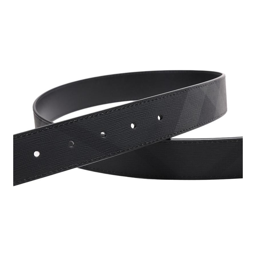 Burberry Fabric Leather Belts Men's Black/Charcoal Gray
