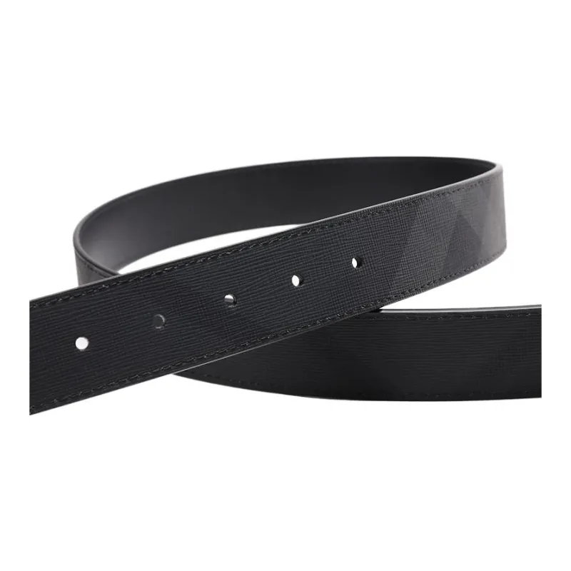 Burberry Fabric Leather Belts Men's Black/Charcoal Gray Width 3.5cm-4