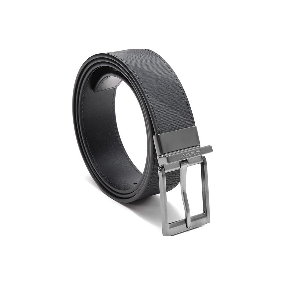 Burberry Fabric Leather Belts Men's Black/Charcoal Gray Burberry Fabric Leather Belts Men's Black/Charcoal Gray