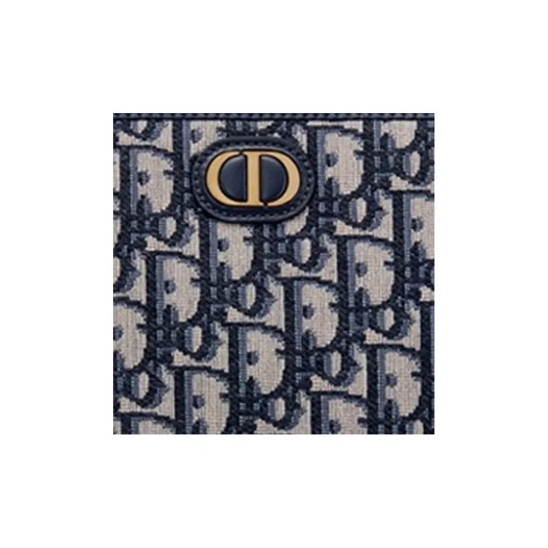 DIOR 30 Montaigne Canvas Handbag Clutch Small Size Women's Blue-3