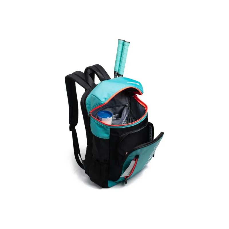 LOVERPUSS Polyamide Badminton Backpack With Racket Storage Large Size Unisex Aqua Blue/Black Orange-2