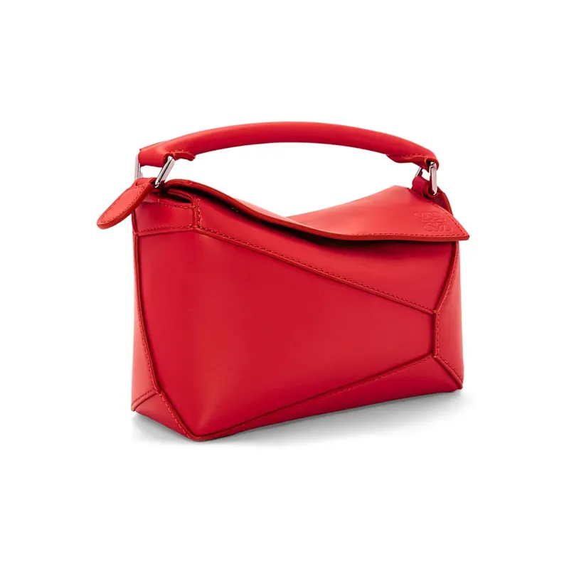 LOEWE Satin Cow Leather Shoulder Bag Crossbody Bag Handbag Mini Women's Red-2