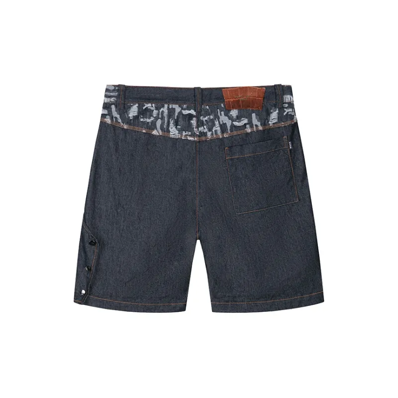 DAVID NAMAN Denim Shorts Men Navy Blue-1