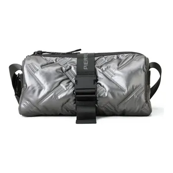 PIERRE CARDIN Fabric Toast Bag, Messenger Bag, Crossbody Bag Men's Silver Gray/Green/Purple