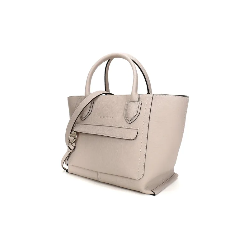 LONGCHAMP Grained Large Cow Leather Portable Crossbody Bag Shoulder Bag Medium Size Women's Pink White-1