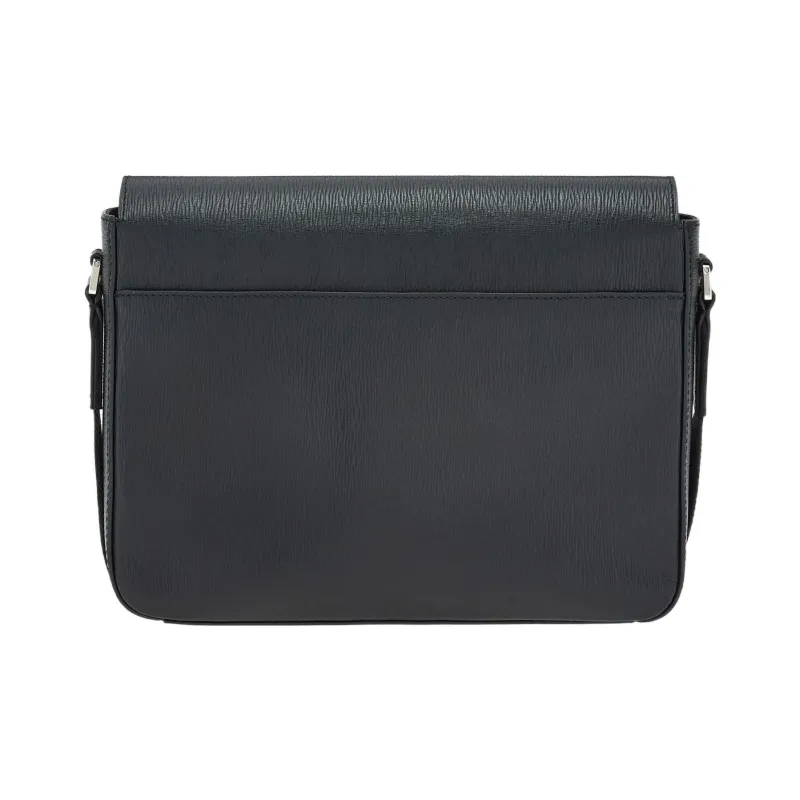 FERRAGAMO GANCINI Calfskin Messenger Bag, Shoulder Bag, Crossbody Bag Men's Black-2