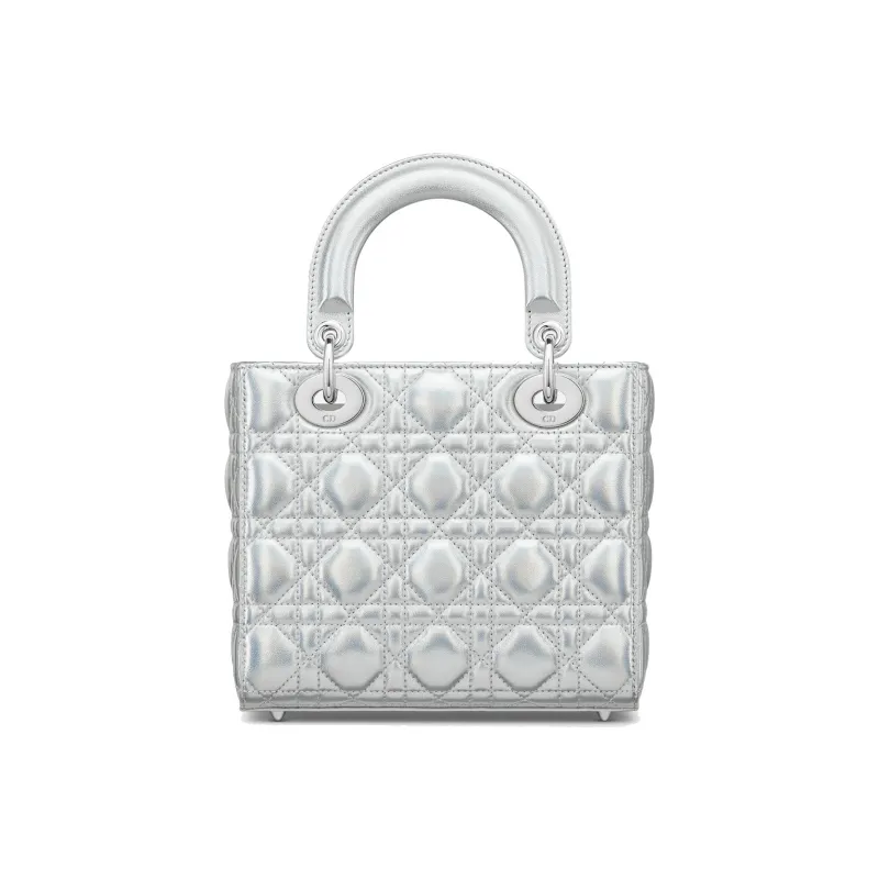 DIOR Lady DiorMy ABCDior Sheepskin Daisie Bag Shoulder Bag Crossbody Bag Handbag Small Size Women's Fluorescent Silver-2