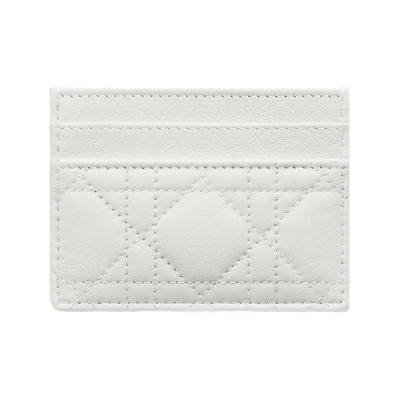 DIOR Caro Soft Cow Leather Card Holder Card Holder Women's White-2