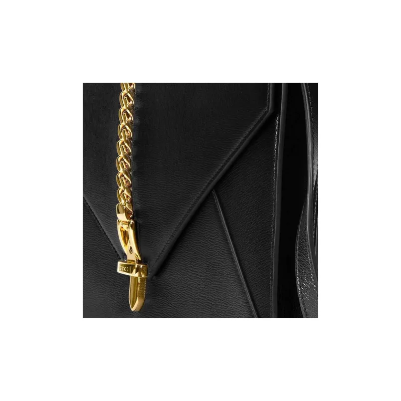 GUCCI Sylvie 1969 Leather Handheld Shoulder Bag Women's Black-3
