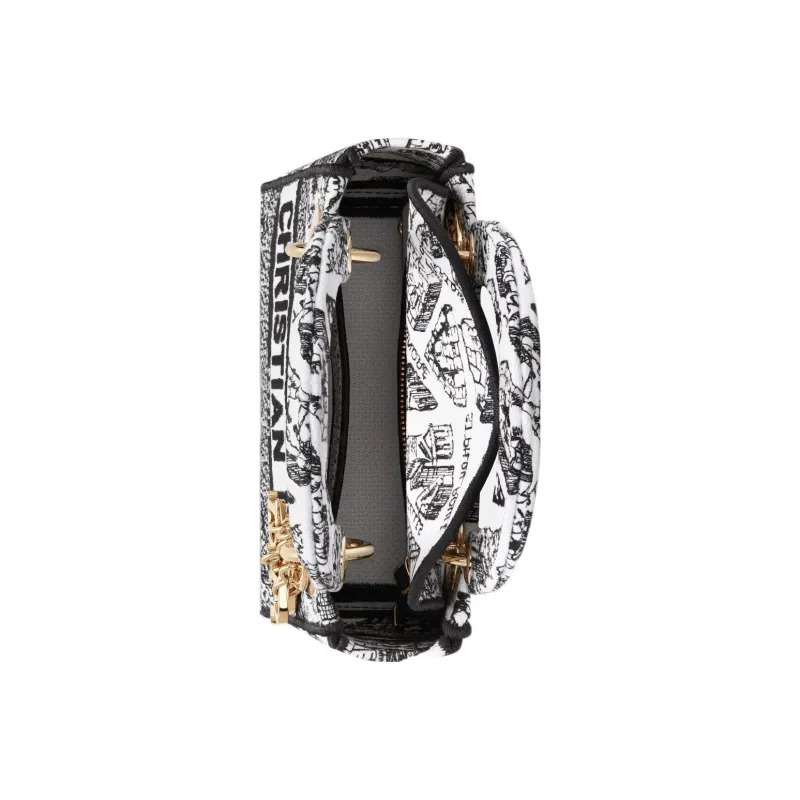DIOR Lady D-Lite Embroidery Daisie Bag Shoulder Bag Crossbody Bag Handbag Mini Women's White/Black-2
