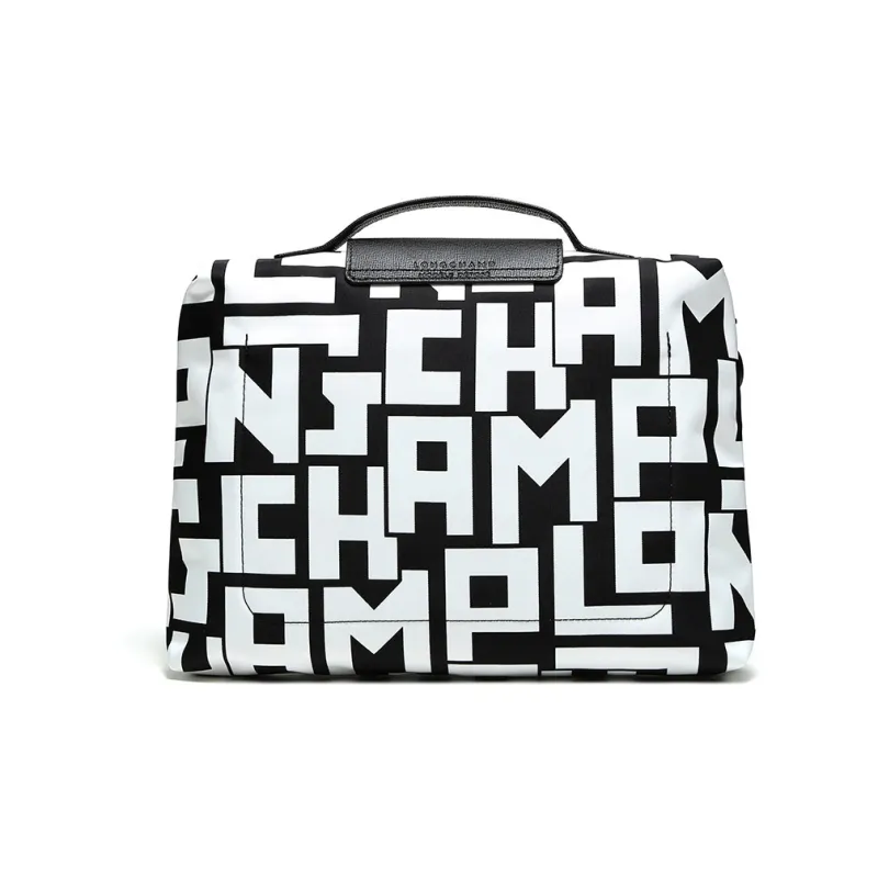LONGCHAMP Le Pliage Fabric Makeup Bag, Toiletry Bag Women's Black White-3
