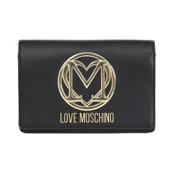 LOVE MOSCHINO Leather Flap Bag Shoulder Bag Crossbody Bag Small Size Women's Black